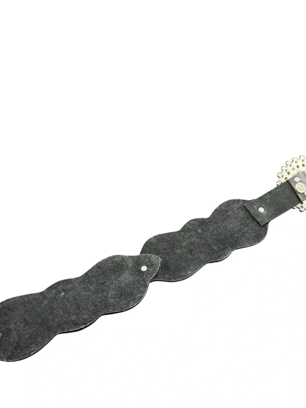 Leatherock 38 XL Black Leather Studded Scallop Western Boho Statement Belt 5934